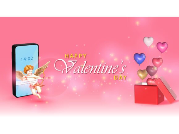 Download Happy Valentines Day with Cupid on Phone - Premium Resources